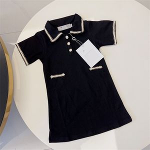 Designer Baby Clothes Girls Little Fragrance Clothes Summer children's Short sleeve cotton shirt dress classic lapel custom fabric Size 90cm-160cm A1