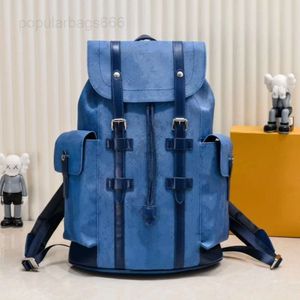 Mochila de diseñador para hombre, senderismo, mochila escolar para estudiante, mochila multiusos de cuero con monograma, azul agua gota