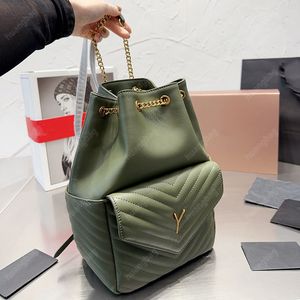 Mochila de diseñador Mochilas para mujer Bolsos de hombro de moda Bolso de cubo de cuero Bolso de dama Carteras de viaje Letras Cordón Crossbody Cadenas Correas ajustables