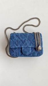 Sac de créateur fourre-tout marque de luxe camélia motif foncé broderie chaîne en argent antique réglable Denim amour taille 20 14 8 cm