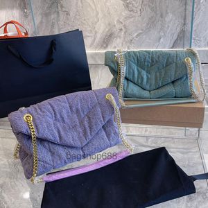 sacs de créateurs LOULOU Classique Puffer Y en forme de couture Sacs à bandoulière Sac de mode Or Matériel d'origine Chaîne Sacs à main Highs Qualité Denim Flap Femmes 2023