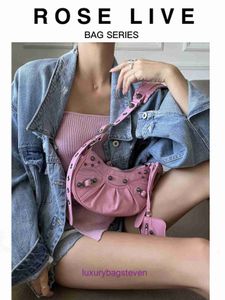 Designer Balencigs Le Cagole Tote Sacs For Women Store Online Store Rose Live Crescent Bag 2024 Spring New Girl Rivet Three in One Crossbody Have Real Logo