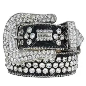 Cinturón Bb de diseñador Cinturones Simon para hombres y mujeres Cinturón de diamantes brillantes Negro sobre negro Azul Blanco Multicolor con diamantes de imitación brillantes como regalo 321g