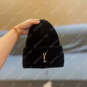 Gorro de diseñador para mujeres, hombres, gorro tejido con pelo de conejo, gorros de calavera cálidos para invierno, gorro informal unisex de Fedora ajustado, 5 colores