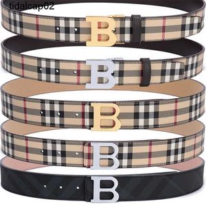 Designer Ceintures Burbrerys Ceinture Première couche ceinture en cuir mens double face plaid casual aiguille boucle pantalon