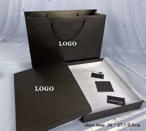 Caja de regalo negra de diseñador, logotipo clásico, camisa de perfume, camiseta, bufanda, billetera, caja de embalaje, bolso, tarjeta de cinta, embalaje de regalo, papel de regalo