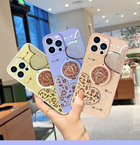 Designer Bling Diamond Ring Holder Phone Cases Case Girl Heart Cover avec béquille pour iphone 13 11 12 Pro Max 7 8plus X XR Protector cover