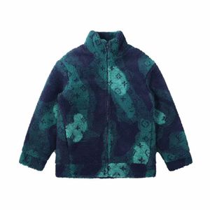 Designer Brand Hommes Vestes Veste en laine d'agneau Col montant Lettre Veste à glissière Chaud Épais Manteaux de fourrure Mode Vert Femmes Vestes d'extérieur Casual Sports Tops Vêtements