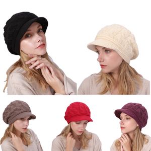 Designer câble bonnet chapeau femmes sallouts épais en velours épais bérets en tricot béret belles dames dames chaudes capuchons de cape de neige accessoires de cheveux