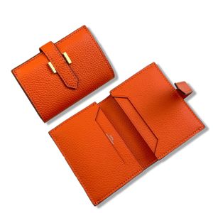 Porte-cartes de designer en cuir d'origine Top Housse de passeport à la mode avec porte-cartes Portefeuille en cuir orange pour femmes et hommes Sacs pour cartes de dame Étui à main avec boîte-cadeau