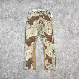 Pantalones cargo de diseñador Desert camo patchwork monos acampanados desgastados y rasgados galerías de hombre pantalones slim fit motociclista para hombre