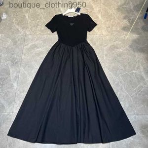 Diseñador Vestidos casuales para mujeres Summer NUEVO CLASICA CLASE CLASE CULO PLISADO Vestido de manga corta Falda de cintura alta