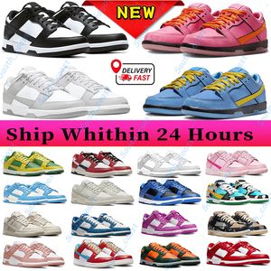 Chaussures décontractées designer pour hommes baskets plates bas blancs noirs panda entrepôts locaux Triple rose vert lueur active aux États-Unis