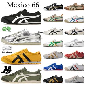 Diseñador Zapatos casuales Onitsukass Tiger México 66 Entrenador atlético Hombres Mujeres Deportes Deportes al aire libre Zapatillas de deporte Blanco Negro Plata Manto Verde Crema Entrenadores de lujo