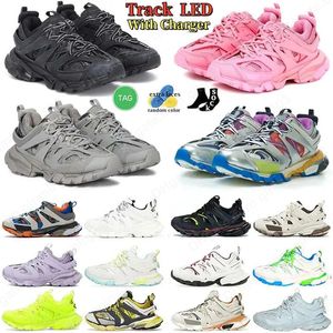 Zapatos casuales de diseñador Track Led Shoe Tracks 3 3.0 LED Zapatillas de deporte Paris Trainers Iluminado Gomma Leather Trainer Nylon Zapatillas de deporte impresas Light led