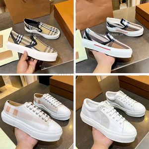 Diseñador de zapatos casuales Vintage Checked Cotton Sneaker Hombres Mujeres Plaid Sneakers Low-top Sneaker Leather Trainers Patrón de rayas Trainer Canvas Gabardine Mocasines