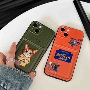 Diseñador Cat Printed Phone Case Luxury Drop Proof Phonecase para Iphone 14 Promax 13Pro 12 11 Fundas a prueba de golpes Unisex Casual Cases