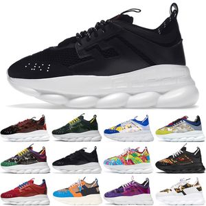 Diseñador Chain Reaction Hombres Mujeres Zapatos Caucho Gamuza Triple Negro Blanco Bluette Oro Rojo Marrón Naranja Azul Para Hombre Entrenadores Casuales Plataforma