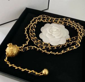 Cadenas de diseñador para mujer, collar de bola de marca de piel de oveja Vintage, cinturón decorativo con letras marcadas, cadena de cintura con eslabones dorados