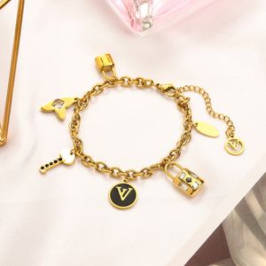 Designer Charm Bracelet Haute Qualité En Acier Inoxydable Bracelets De Luxe Hommes Femmes Marque Lettre Bracelet Plaqué Or 18K Ne Se Fanent Jamais Amoureux De La Mode Bijoux Accessoires