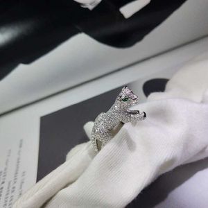 Charme de créateur JXJ.S925 SERRING Silver Carter Full Diamond Leopard Ring féminin et polyvalent exagéré