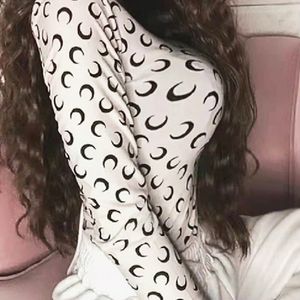 Ropa de diseñador tops para mujer camiseta marine serre moon mujer skims camisetas Femenino Sexy Moon Print Top Impreso Mujer Manga larga Gráfico Protector solar Forro de seda de hielo