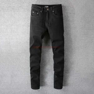 Ropa de diseñador Amires Jeans Pantalones de mezclilla Amies High Street Black Washed Jeans básicos Hombres Marca de moda juvenil Slim Fit Pies elásticos Slp Pantalones largos Desgastado rasgado