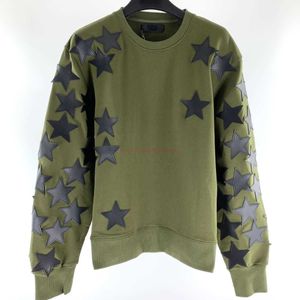 Ropa de diseñador Sudaderas para hombre Amires Am Sudaderas con capucha 2022 Nuevo Amies Army Green Crew Neck Black Star Pattern Bordado Suelto Casual Versátil Suéter de manga larga Fa