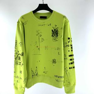 Vêtements de créateurs Sweats pour hommes Amires Am Hoodies Amies High Street Fashion Brand New Graffiti Letter Print Fluorescent Green Versatile Fashion Round Neck Swea