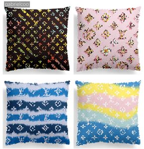 Diseñador Colorida Pillow Classic Locos Logotipo impreso Cubierta de almohada de tiros para el hogar Minimalista Decoración Cushion 45 * 45 cm Núcleo de almohada desmontable