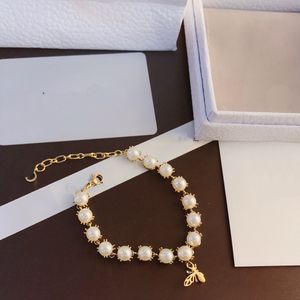 Diseñador D Pulsero de logotipo 18K Gold Perrretería de la cadena de perlas para mujeres Moda de amor