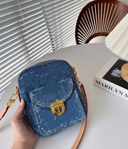 Designer - Denim Camera Bag mini sac à bandoulière Modèle classique avec matériel doré de haute qualité 15 cm