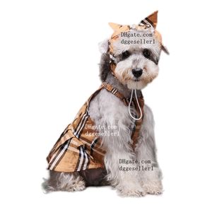 Designer Dog Clothes Marque APPELLE DOGLE Classic Plaid Pattern Robes de chien avec bandeau de luxe Summer Pet Princess Jupe pour chien Cat d'anniversaire pour chats Robe de vacances L Y86