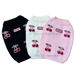 Vêtements pour chiens de marque Vêtements pour chiens Mode Motif cerise Pull pour chien Pull doux tricoté Manteaux chauds Veste d'hiver pour chien pour petit chien Fille Rose A844