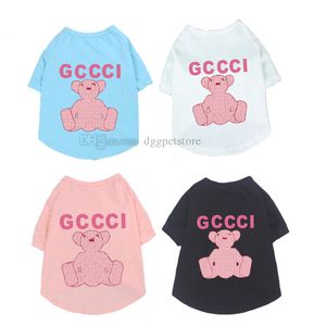 Vêtements pour chiens de créateurs Vêtements pour chiens d'été T-shirts pour animaux de compagnie avec lettres classiques Chemises pour chiots doux et respirants pour petits chiens chats 100% coton Soins de la peau Rose A532