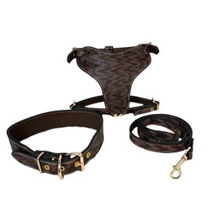 Arnés para perros de diseñador Collares resistentes y duraderos para mascotas con patrón a cuadros marrón clásico Arnés para perros grandes de cuero Chaleco resistente para Boxer Pitbull Rottweiler Bull 181