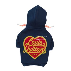 Vêtements pour chiens de marque Vêtements pour chiens par temps froid Lettre classique imprimée Sweat à capuche pour chien Doublé en polaire Sweat-shirt pour chiot d'automne Pull doux et chaud Manteaux d'hiver pour petits chiens 865