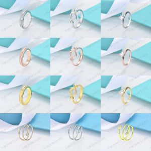 Double anneau T-Shape Ring Simple Spring 925 Sterling Silver Diamond Arrow Ring Classic Woman Luxury Bijoux avec sac d'origine