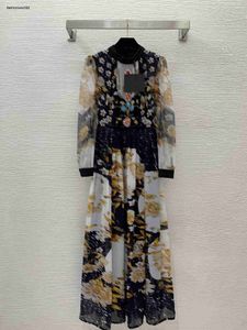 Robe de créateur Robes pour femmes Jupes de marque Mode LOGO Luxe diamant incrusté de perles décoration de poitrine robe à manches longues robes dîner jupe de luxe Apr 02