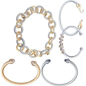 Designer DY Câble Bracelet Bracelets De Luxe Dupes Bracelet Pour Hommes Femmes Câble Torsadé Lien Or Argent Deux Cercles Tons Chaîne Fil Bracelet Vintage Bijoux Cadeaux