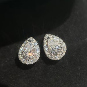 Boucles d'oreilles de créateur pour femmes, goutte de diamant en argent Sterling, bijoux de luxe scintillants, accessoires brillants