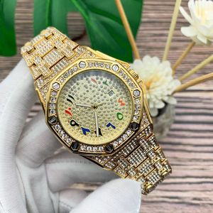 Designer dure hoogwaardige herenhorloge silicagel band zeshoek volledige diamanten ring Quartz horloge fabriek agent horloge worstelen relogio