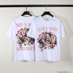 Diseñador Ropa de moda Camisetas de lujo Camisetas American High Street Gunfire B Old Rose Print Vtg Camiseta suelta casual de manga corta