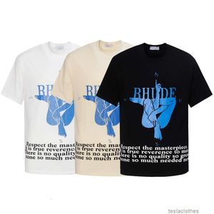 Vêtements de mode de créateurs T-shirts de luxe T-shirts Rhude23ss Été Nouvelle mode High Street Human Yoga Compass Lettre Impression Casual T-shirt à manches courtes Hommes Femmes