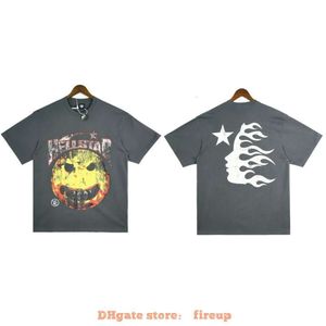 Diseñador Ropa de moda Camisetas para hombre Camiseta Hellstar Studios Cráneo Dientes Cara sonriente Estampado Lavado Old High Street Camiseta de manga corta para hombres sueltos