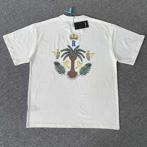 Diseñador de ropa de moda Camisetas Camisetas de hip hop Rhude American Summer Crown Cocotero Casual Cuello redondo Camiseta de manga corta Hombres Streetwear suelto