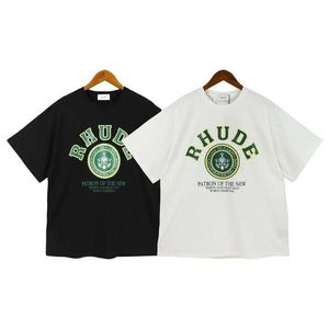 Diseñador de ropa de moda Camisetas Camisetas de hip hop Rhude Verano Nueva tendencia Marca Diseño suelto Sentido Carta Imprimir Top Hombres Camisetas de mujer Streetwear Tops Ropa deportiva