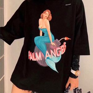 Designer Fashion Clothing Tees Tshirt Palms20SS Printemps / Été Black Bomb Mermaid Print T-shirt à manches courtes pour hommes et femmes Luxury Casual Tops À vendre Angels