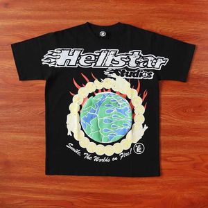 Diseñador Moda Ropa Camisetas Camisetas Hellstar Studios Globe Tee High Street Fashion Hombres y mujeres Camiseta de manga corta Rock Hip hop