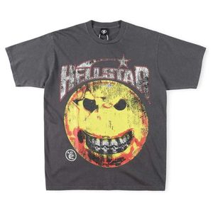 Diseñador de ropa de moda Camisetas Camisetas High Street Trend Hellstar Studios Evil Smile Tee Ins Camiseta de manga corta de los mismos hombres Rock Hip hop